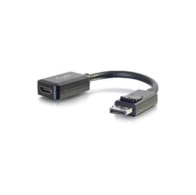 Image of C2G 8in DisplayPort to HDMI Adapter - DP to HDMI Adapter - 1080p - Black - M/F - DisplayPort/HDMI for Audio/Video Device - 8" - 1 x DisplayPort Male D
