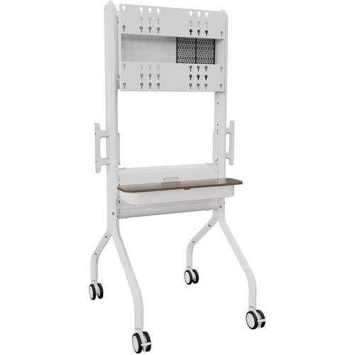 Chief Voyager Height Adjustable AV TV Cart - For LCD Displays 50-70 - White - 175.05 Lb Capacity - 4 Casters - Wood Grain - 34.8 Width X 33 Depth X
