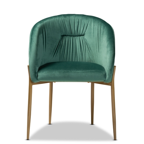Image of Baxton Studio BSODC168-EMERALD Dining Chair - Metal - Green Velvet-Gold