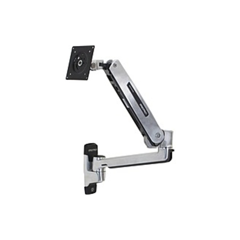 Ergotron Wall Mount For Flat Panel Monitor - Polished Aluminum - Height Adjustable - 42 Screen Support - 25 Lb Load Capacity - 75 X 75, 100 X 100, 20