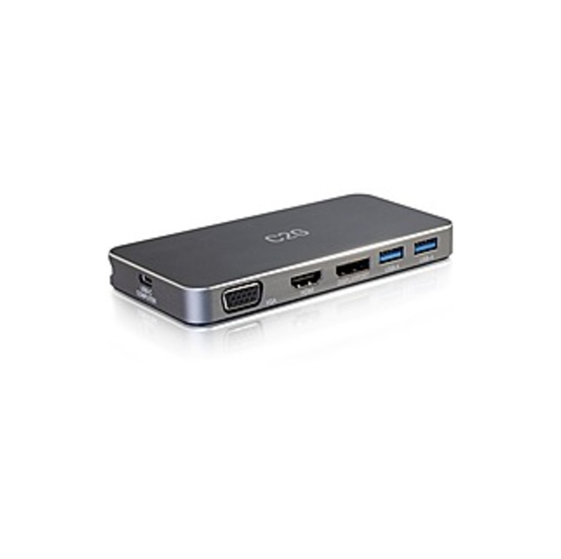 Image of C2G USB C Docking Station - Dual Monitor Docking Station with 4K HDMI, DP, and VGA - Power Delivery up to 100W - MST Docking Station - USB-C/Thunderbo