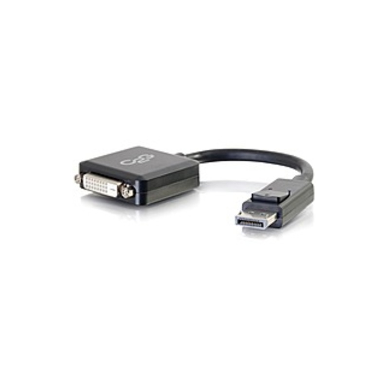 Image of C2G 8in DisplayPort to DVI-D Adapter - DP to DVI D Adapter - Black - M/F - 8 Inch DisplayPort Male to DVI-D Female Adapter Converter - Adapts a DP out