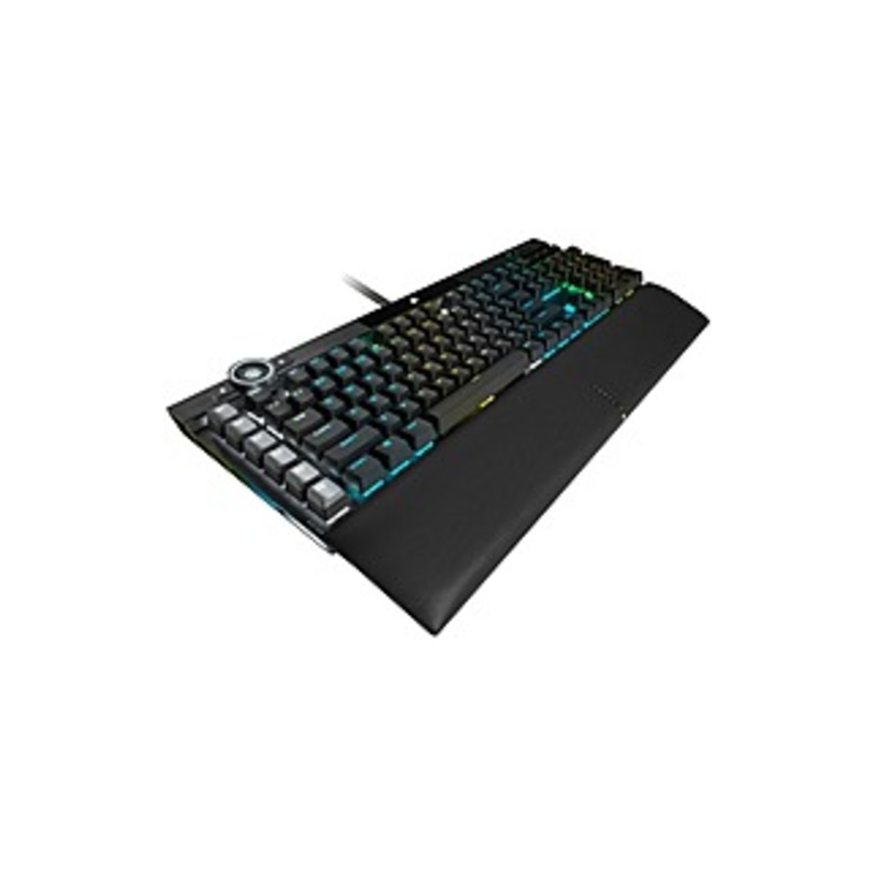 Corsair K100 RGB Mechanical Gaming Keyboard - CHERRY MX Speed - Black - Cable Connectivity - USB 3.0 Type A, USB 3.1 Type A Interface - 110 Key Macro,