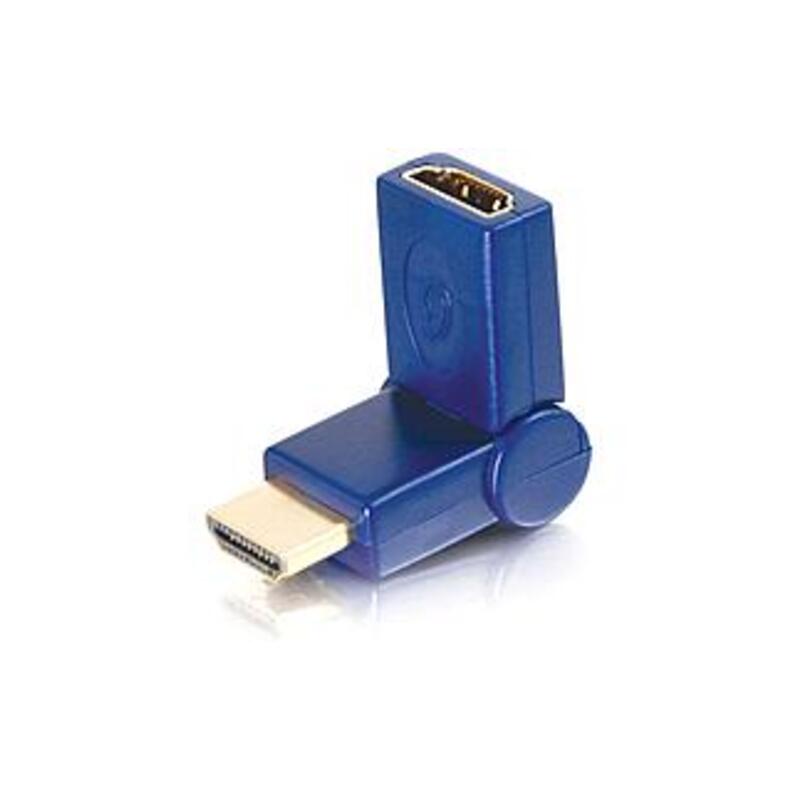 Image of C2G Velocity 90&deg; Rotating HDMI Female to HDMI Male Port Saver Adapter - 1 x Male - 1 x Female - Blue