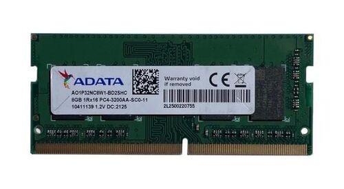 ADATA AO1P32NC8W1-BD2SHC 8GB Memory Module - 3200 MHz - DDR4 - SO-DIMM - 1Rx16 - 260 Pins - 1.2 Volts
