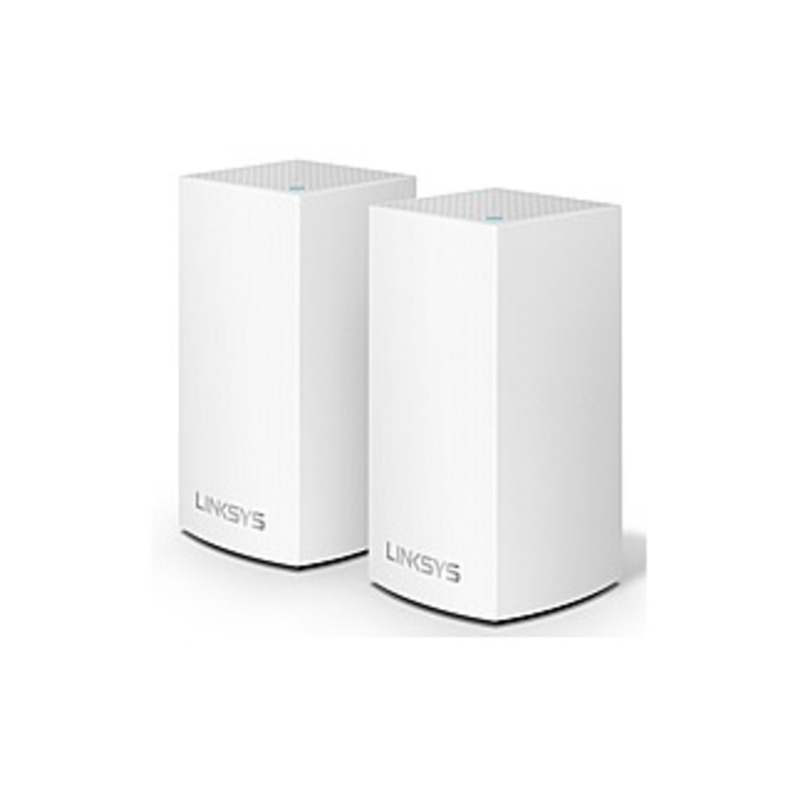 Image of Linksys Velop Intelligent Mesh WiFi System- 2-Pack White (AC1300) - 2.40 GHz ISM Band - 5 GHz UNII Band - 3 x Antenna(3 x Internal) - 162.50 MB/s Wire