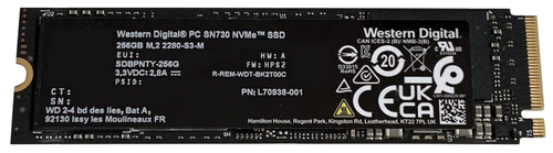 Western Digital SDBPNTY-256G-1012 PC SN730 Series 256GB Solid State Drive - M.2 2280 - PCIe Gen3 X4 - NVMe V1.3 - Triple Level Cell (TLC)
