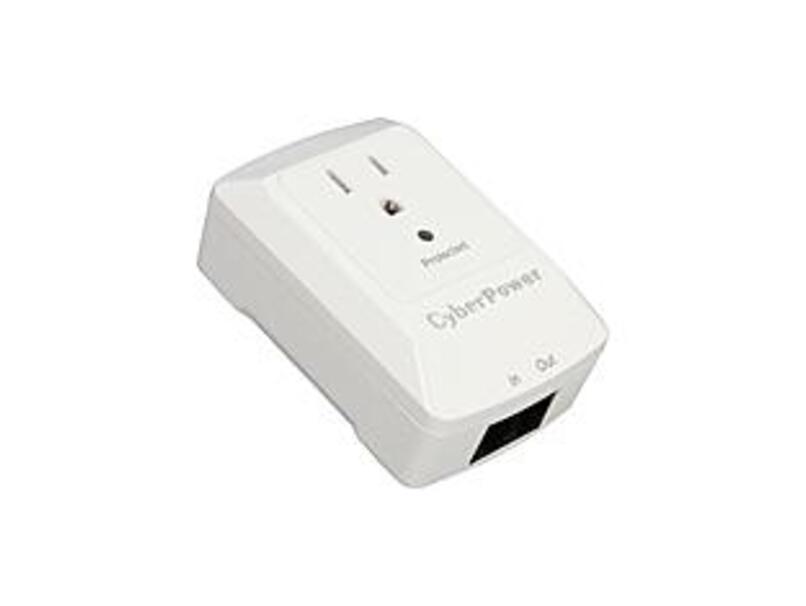 CyberPower CSP100TW Professional 1 - Outlet Surge With 900 J - Clamping Voltage 800V, NEMA 5-15P, Wall Tap, EMI/RFI Filtration, White