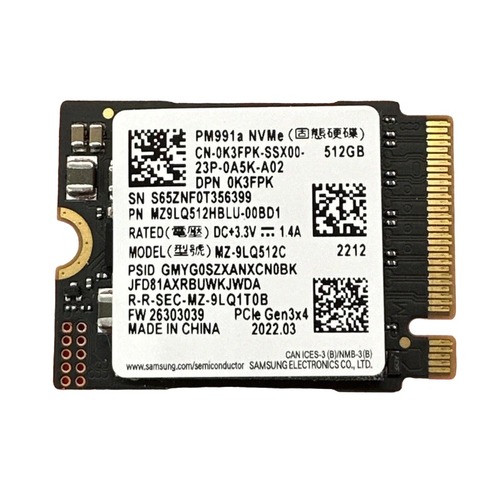 Samsung PM991a MZ9LQ512HBLU-00BD1 512GB Solid State Drive - NVMe PCIE 3.0 X4 - M.2 2230