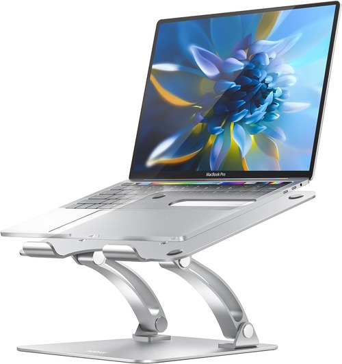 Nulaxy C1 B077B9W343 Ergonomic Height Angle Adjustable Laptop Stand For Desk With Heat Vent For 10 - 17 Inches Laptops - Silver