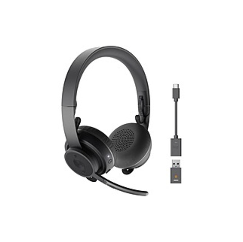 Image of Logitech Zone 900 On-Ear Wireless Bluetooth Headset with advanced noise-canceling microphone, connect up to 6 wireless devices with one receiver, quic