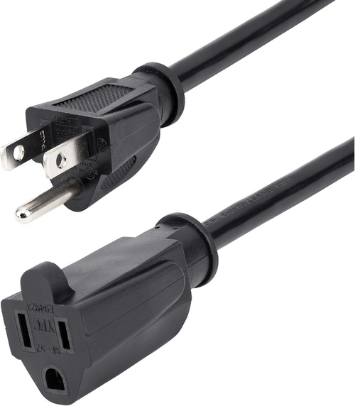 StarTech.com PAC10115 15-feet (4.5m) Power Extension Cord - Black - 13 Amps - 125 Volts - 16 AWG - NEMA 5-15R to NEMA 5-15P