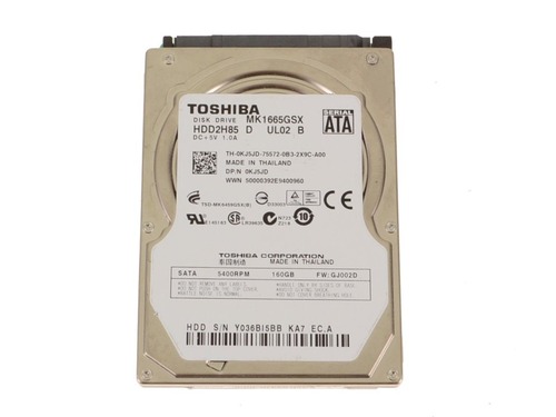 (Toshiba MK1665GSX) 160 GB Internal Hard Disk Drive - SATA II - 3 Gbps - 5400 RPM - 8 MB Cache - 9.5 Millimeters - 2.5 Inches - Dell KJ5JD