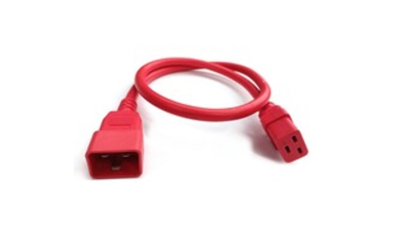 Legrand 2306-1804-03 IEC 60320 C20 to C19 Power Cord - Red - 3 Feet - 12/3 SJT - 20 Amps - 250 Volts