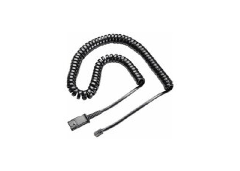 Poly M22 (Plantronics 26716-01) Replacement Coil Cord for Headset - 10 ft Quick Disconnect/RJ-11 Phone Cable for Phone, Headset - Black - 1 Each